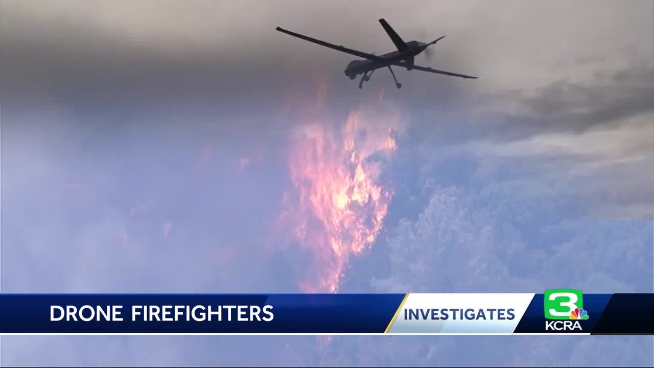 A California Air National Guard MQ-9 Unmanned Aircraft System (UAS) surveils over northern California wildfires in support of firefighting efforts. (KCRA Channel 3, 2018)